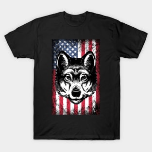 Patriotic Wolf American Flag T-Shirt